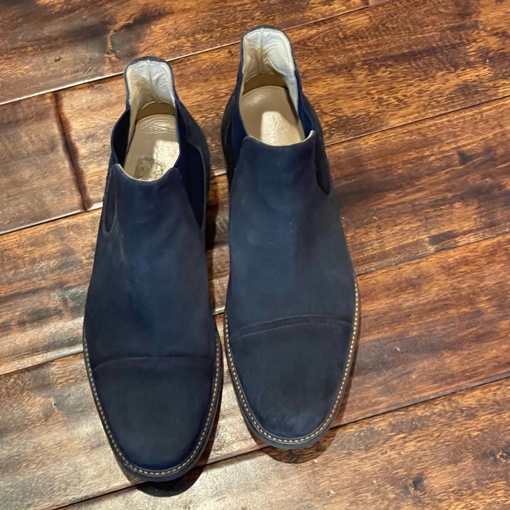 Donald J Pliner Blue Nubuck Chelsea Ankle Boots Men's Size 11 Slip On Cap Toe